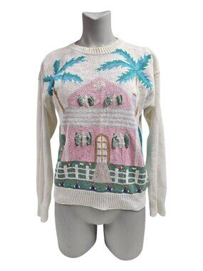 80s - 90s N.E.K. Golden Girls Rose Nylund novelty beach house knit sweater . M